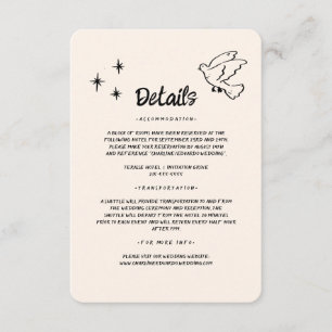 Hand drawn Funky Doodle Wedding Details Enclosure Card