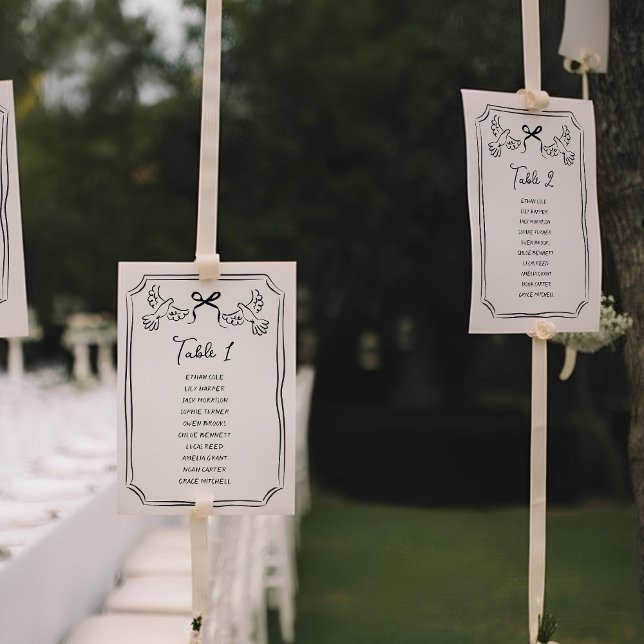 Hand drawn Funky Doodle Wedding Table Seating Invitation (Creator Uploaded)