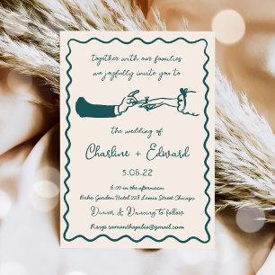 Hand Drawn Funky Drawing Hand Writting Wedding Invitation