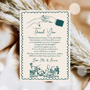 Hand Drawn Funky Drawing Wedding Thank You Card