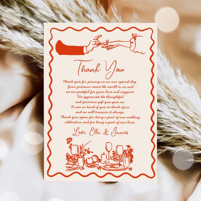 Hand Drawn Funky Drawing Wedding Thank You Card (Creator Uploaded)