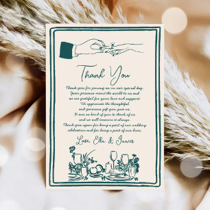 Hand Drawn Funky Drawing Wedding Thank You Card