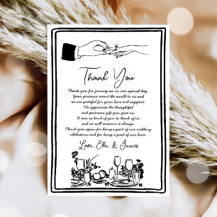 Hand Drawn Funky Drawing Wedding Thank You Card
