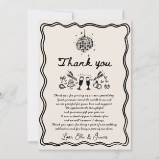 Hand Drawn Funky Drawing Wedding Thank You Card