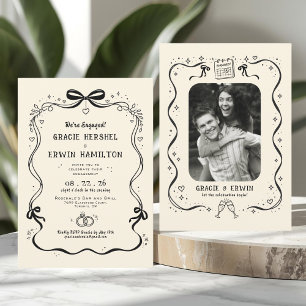 Hand Drawn Funky Engagement Party Invitation