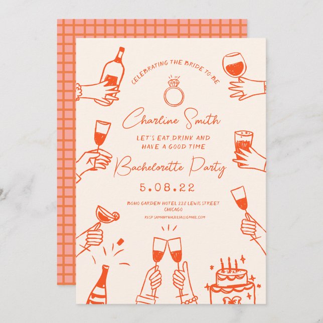 Hand Drawn Funky Handwritting Bridal Brunch Invitation (Creator Uploaded)