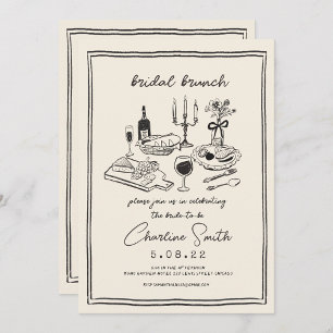 Hand Drawn Funky Handwritting Bridal Brunch Invitation