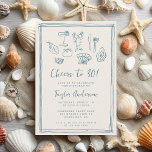 Hand Drawn Funky Nautical Beach 30th Birthday Invitation<br><div class="desc">Celebrate in seaside style with this Hand Drawn Funky Nautical Beach 30th Birthday Invitation! Featuring whimsical doodle-style illustrations of beachy and nautical elements, this playful design is perfect for a beach birthday bash, boating celebration, or marina party. The fun, funky aesthetic sets the tone for a laid-back yet memorable event....</div>
