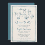 Hand Drawn Funky Nautical Beach 40th Birthday Invitation<br><div class="desc">Celebrate in seaside style with this Hand Drawn Funky Nautical Beach 40th Birthday Invitation! Featuring whimsical doodle-style illustrations of beachy, sea food, party and nautical elements, this playful design is perfect for a beach birthday bash, boating celebration, or marina party. The fun, funky aesthetic sets the tone for a laid-back...</div>