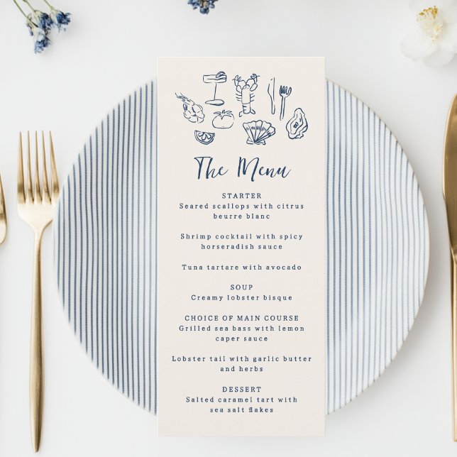 Hand Drawn Funky Nautical Birthday Wedding Party Menu (Creator Uploaded)