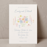 Hand drawn Funky Whimsical Pastel Wedding