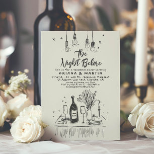 Hand Drawn Funky Whimsical Rehearsal Dinner Invitation