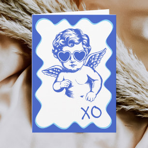 Hand Drawn Funny Romantic Cupid XO Valentines Day Holiday Card