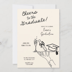 Hand drawn funny waiter Graduation Announcement