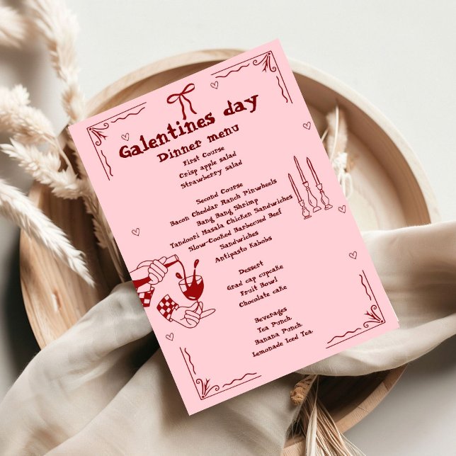 Hand Drawn Galentine Day Girl Night Valentine Menu (Creator Uploaded)