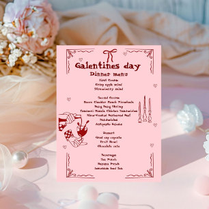 Hand Drawn Galentine Day Girl Night Valentine Menu Pedestal Sign