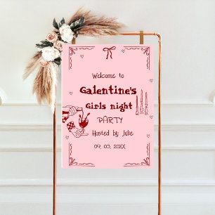 Hand Drawn Galentine Girls Night Welcome Sign