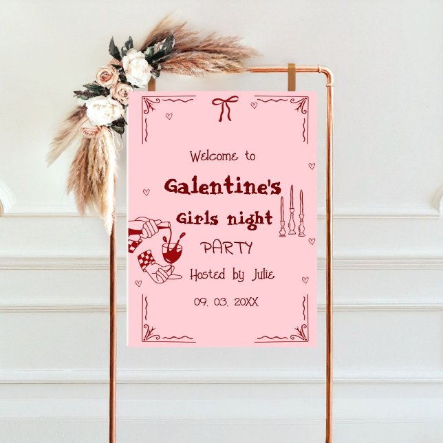 Hand Drawn Galentine Girls Night Welcome Sign (Creator Uploaded)