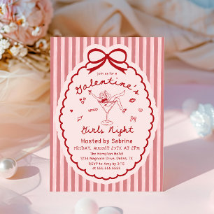 Hand Drawn Galentines Girls Night Party Invitation