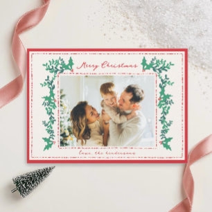 Hand Drawn Garland Foliage Holiday Photo Card 