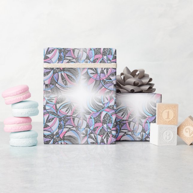 Hand Drawn Geometric Flower Gift  Wrapping Paper (Baby Shower)