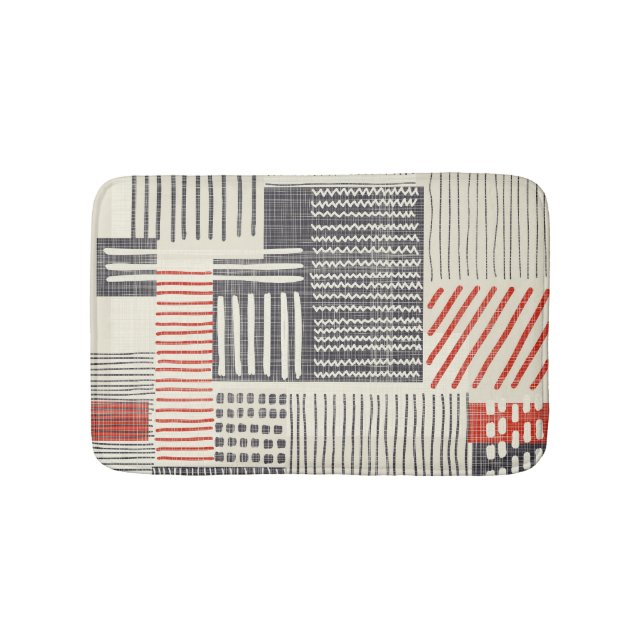 Hand-drawn geometric stripes, seamless pattern. bath mat (Front)