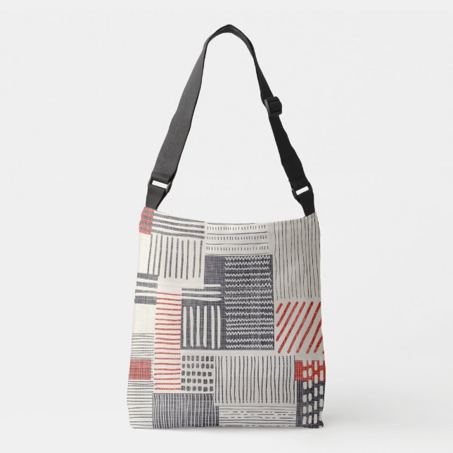 Hand-drawn geometric stripes, seamless pattern. crossbody bag (Front)