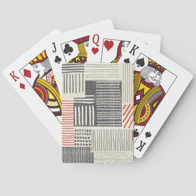 Hand-drawn geometric stripes, seamless pattern. playing cards (Back)