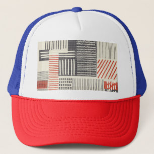 Hand-drawn geometric stripes, seamless pattern. trucker hat