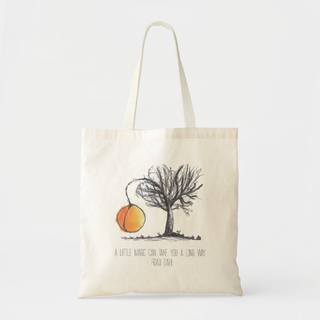 Hand-drawn Giant Peach Tree Tote Bag (Front)
