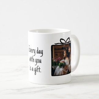 Hand Drawn Gift Box With Bow Black and White Photo Coffee Mug