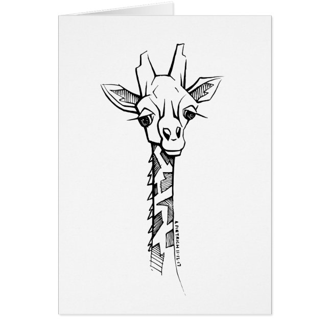 Hand-drawn Giraffe Card in Unique Art Style (Front)