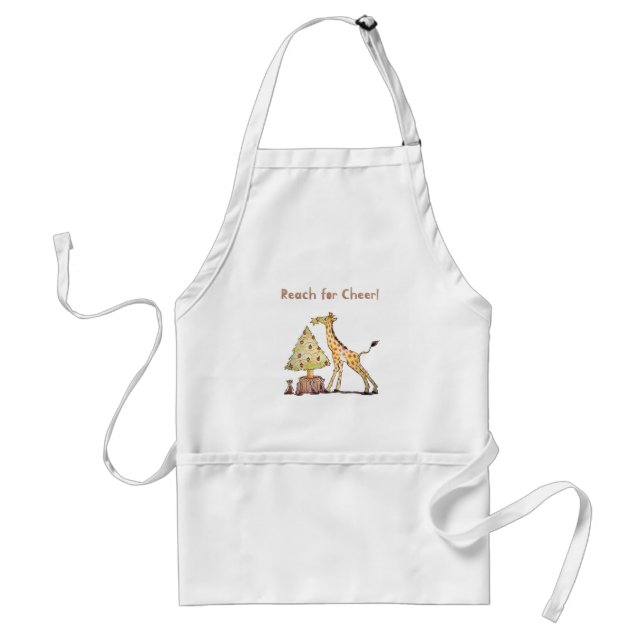 Hand-Drawn Giraffe Christmas Tree Art Standard Apron (Front)