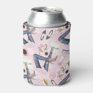 Hand Drawn Girl Boss Can Cooler