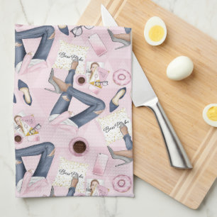 Hand Drawn Girl Boss Tea Towel