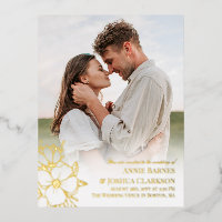Hand Drawn Gold Foil Lineart Flowers Photo Wedding