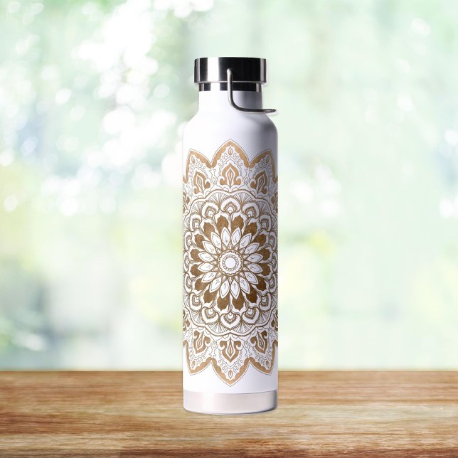 Hand Drawn Gold Mandala Water Bottle (Creator Uploaded)