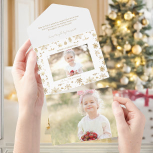 Hand Drawn Gold Snowflake Christmas Photo All In One Invitation
