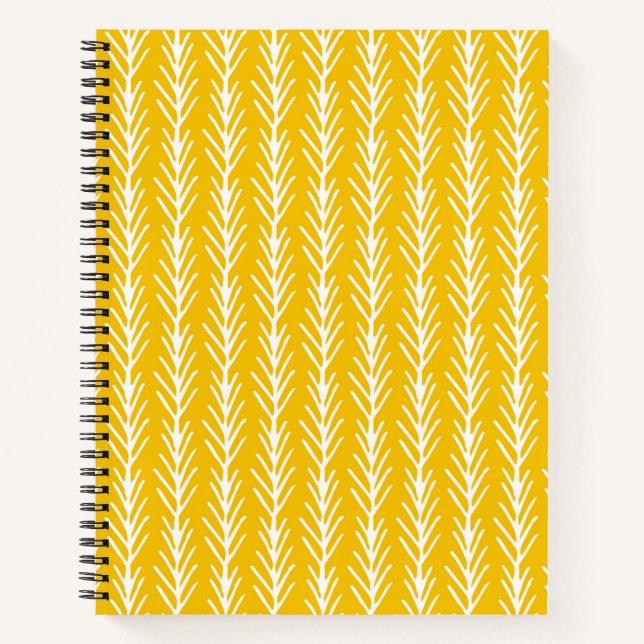 Hand Drawn Gold Wheat Pattern Notebook (Front)