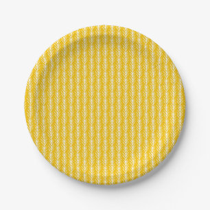 Hand Drawn Gold Wheat Pattern Paper Plate