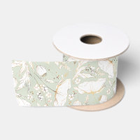 Hand-drawn Gold Wildflowers Elegant Sage Green