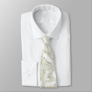 Hand-drawn Gold Wildflowers Elegant Sage Green Tie