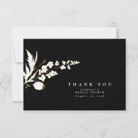 Hand-drawn Gold Wildflowers Elegant Thank You