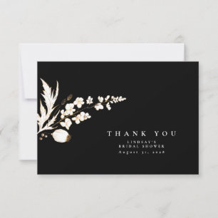Hand-drawn Gold Wildflowers Elegant Thank You Card