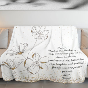 Hand Drawn Golden California Poppies Custom Letter Fleece Blanket