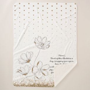 Hand Drawn Golden California Poppies Custom Letter Sherpa Blanket