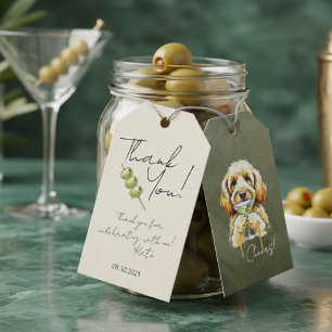 Hand Drawn Golden Doodle Dirty Martini Thank You Gift Tags