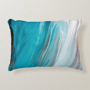 Hand drawn gouache painting. Abstract art backgrou Decorative Cushion