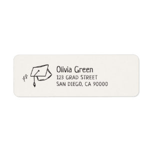 Hand Drawn Graduation Cap Return Address Label
