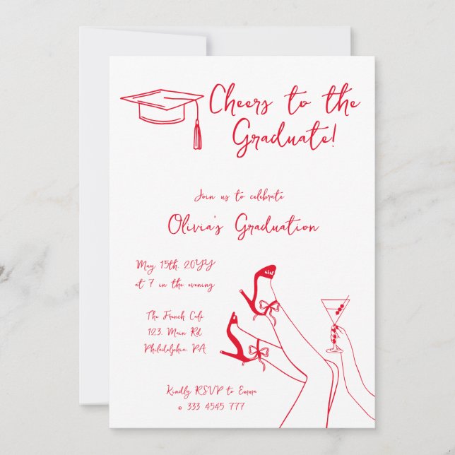 Hand drawn Graduation Party invitation (Front)